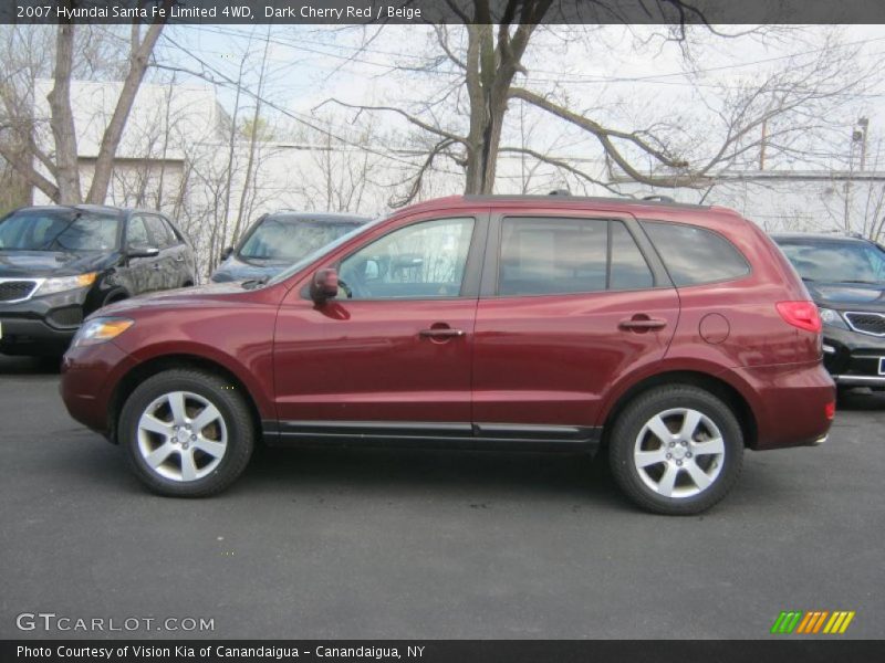 Dark Cherry Red / Beige 2007 Hyundai Santa Fe Limited 4WD