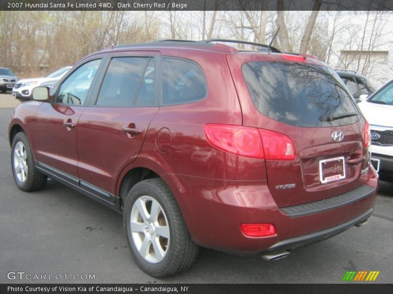 Dark Cherry Red / Beige 2007 Hyundai Santa Fe Limited 4WD