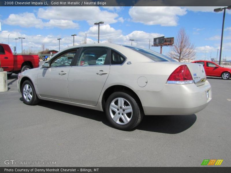 Gold Mist Metallic / Neutral Beige 2008 Chevrolet Impala LS