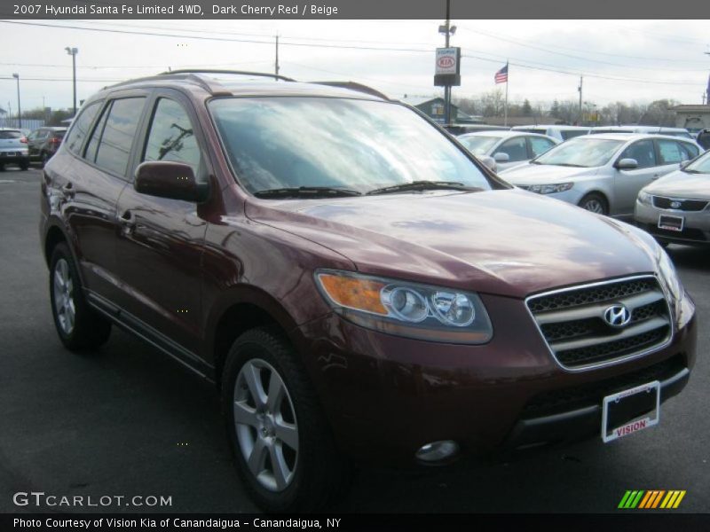 Dark Cherry Red / Beige 2007 Hyundai Santa Fe Limited 4WD