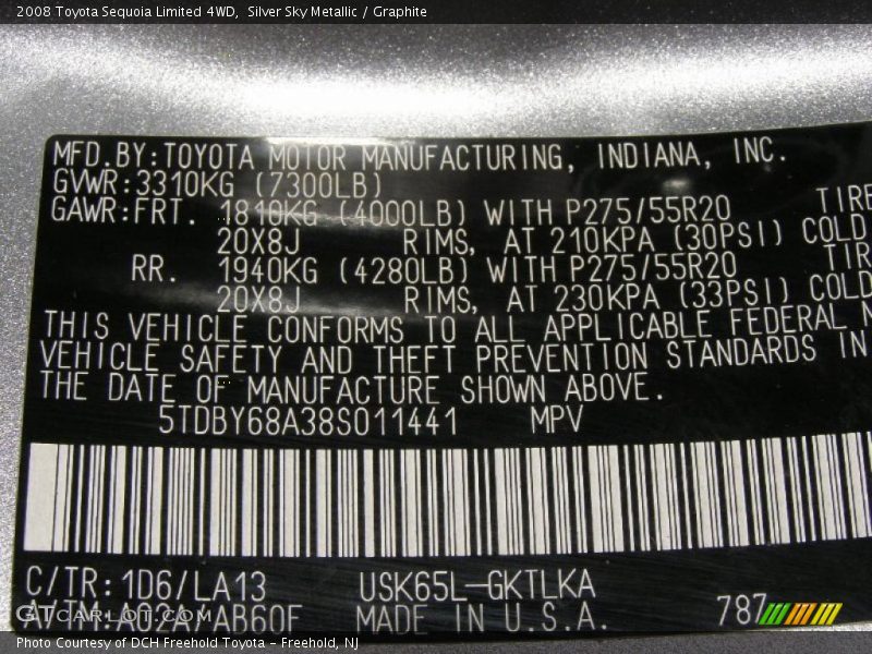 Silver Sky Metallic / Graphite 2008 Toyota Sequoia Limited 4WD