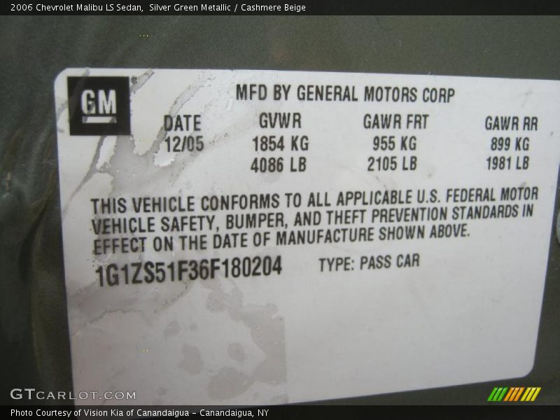 Silver Green Metallic / Cashmere Beige 2006 Chevrolet Malibu LS Sedan