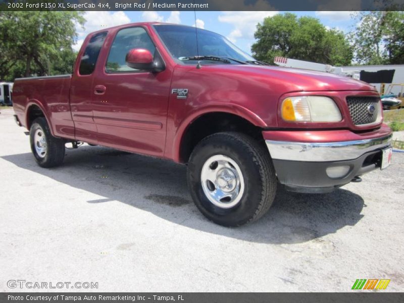 Bright Red / Medium Parchment 2002 Ford F150 XL SuperCab 4x4