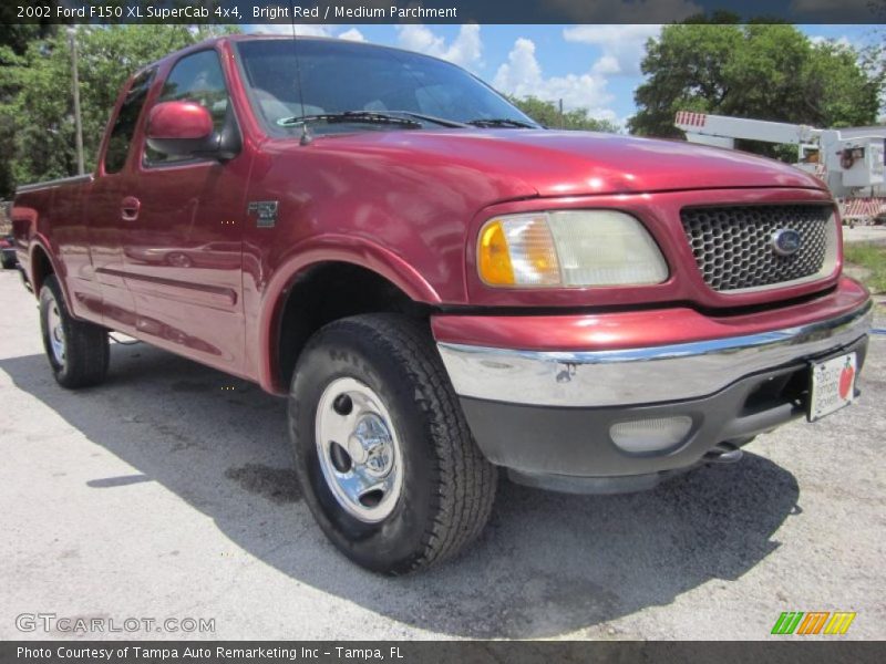Bright Red / Medium Parchment 2002 Ford F150 XL SuperCab 4x4