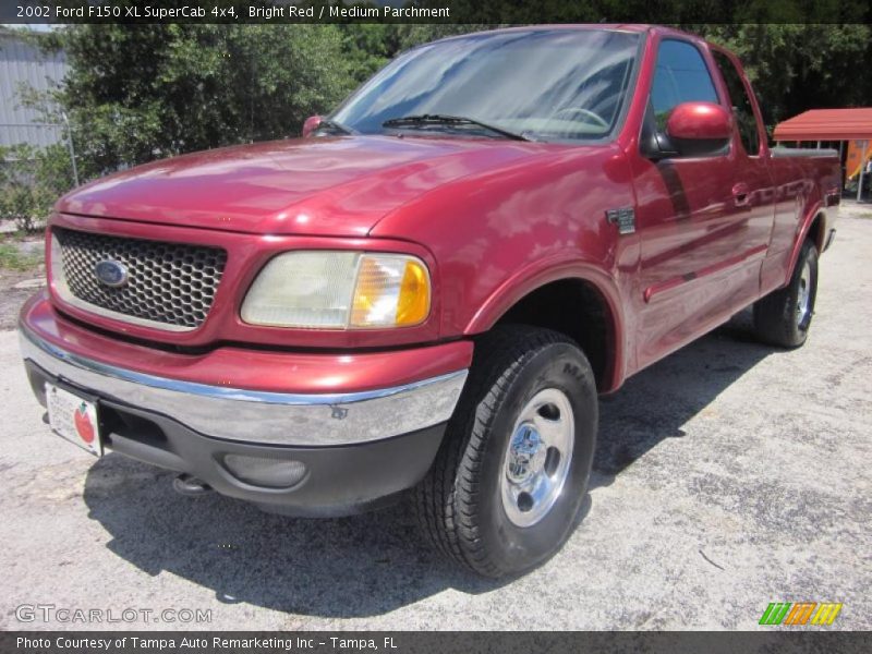 Bright Red / Medium Parchment 2002 Ford F150 XL SuperCab 4x4