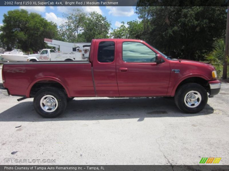 Bright Red / Medium Parchment 2002 Ford F150 XL SuperCab 4x4
