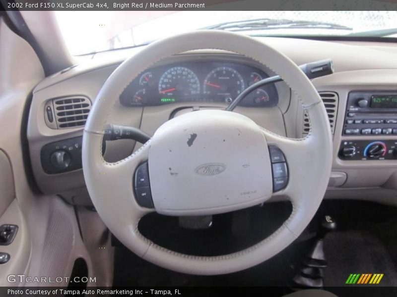 Bright Red / Medium Parchment 2002 Ford F150 XL SuperCab 4x4