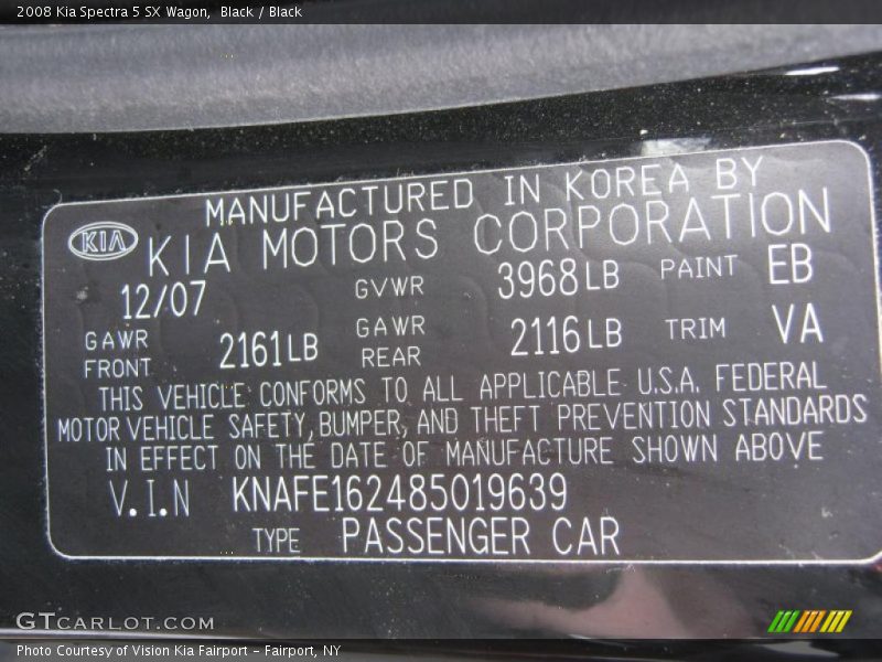 Black / Black 2008 Kia Spectra 5 SX Wagon