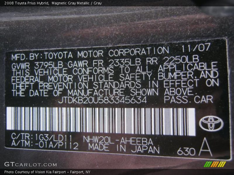 Magnetic Gray Metallic / Gray 2008 Toyota Prius Hybrid