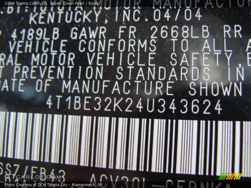 Aspen Green Pearl / Stone 2004 Toyota Camry LE