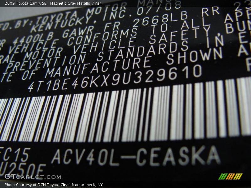 Magnetic Gray Metallic / Ash 2009 Toyota Camry SE