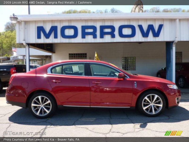 Sangria Red Metallic / Cashmere 2009 Lincoln MKS AWD Sedan