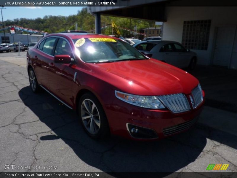 Sangria Red Metallic / Cashmere 2009 Lincoln MKS AWD Sedan