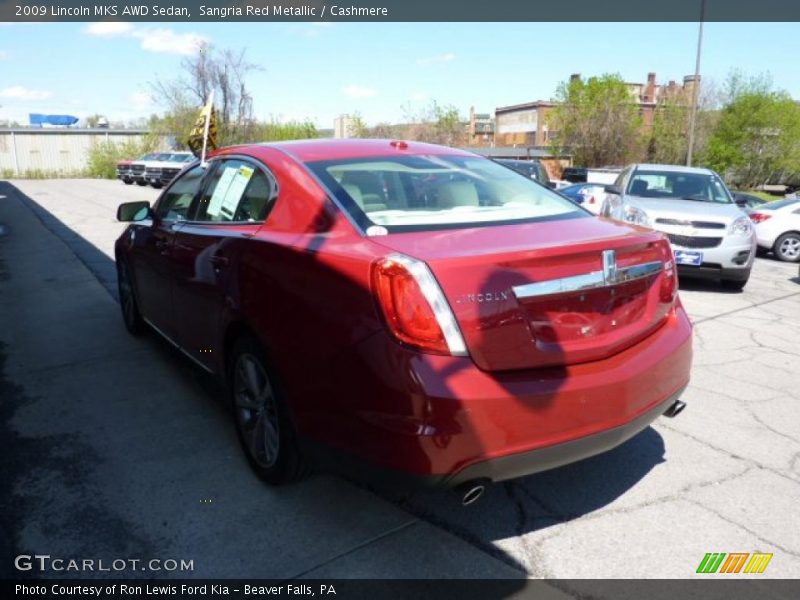 Sangria Red Metallic / Cashmere 2009 Lincoln MKS AWD Sedan
