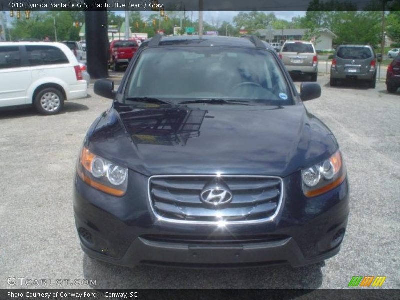 Pacific Blue Pearl / Gray 2010 Hyundai Santa Fe GLS