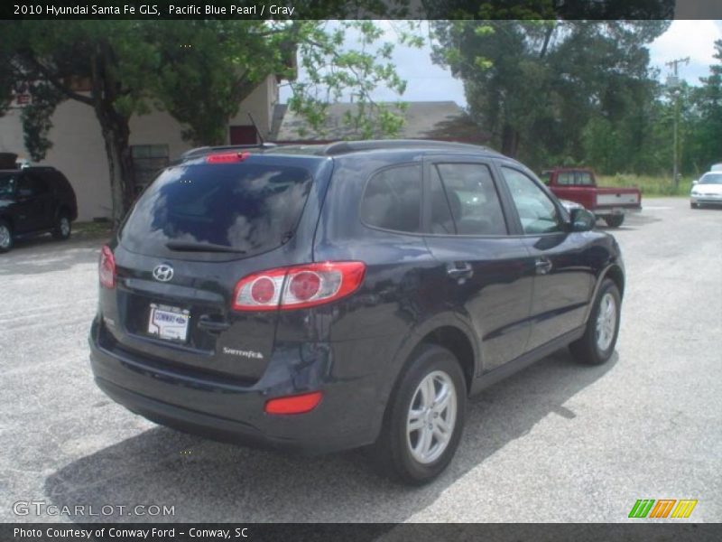 Pacific Blue Pearl / Gray 2010 Hyundai Santa Fe GLS