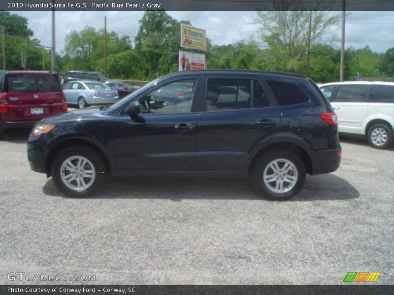 Pacific Blue Pearl / Gray 2010 Hyundai Santa Fe GLS