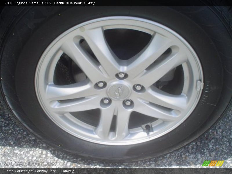 Pacific Blue Pearl / Gray 2010 Hyundai Santa Fe GLS