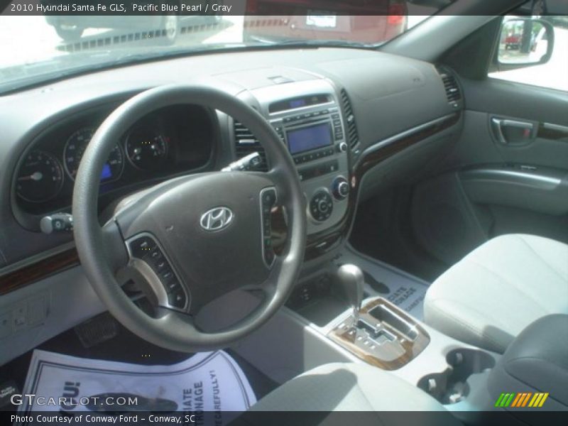 Pacific Blue Pearl / Gray 2010 Hyundai Santa Fe GLS