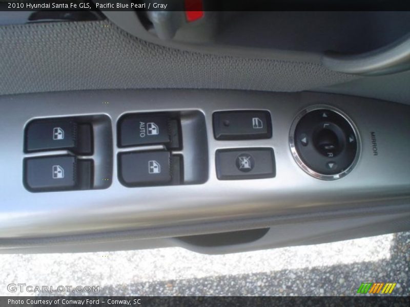 Pacific Blue Pearl / Gray 2010 Hyundai Santa Fe GLS