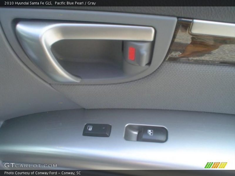 Pacific Blue Pearl / Gray 2010 Hyundai Santa Fe GLS