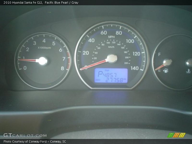 Pacific Blue Pearl / Gray 2010 Hyundai Santa Fe GLS