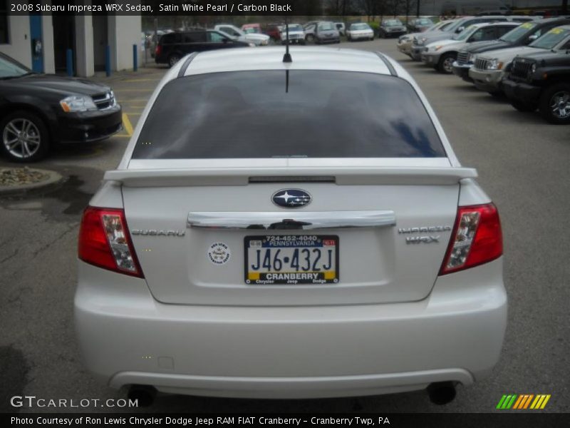 Satin White Pearl / Carbon Black 2008 Subaru Impreza WRX Sedan