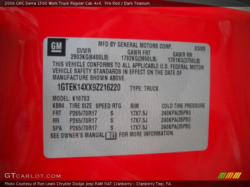 Fire Red / Dark Titanium 2009 GMC Sierra 1500 Work Truck Regular Cab 4x4