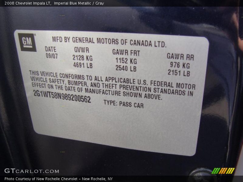 Imperial Blue Metallic / Gray 2008 Chevrolet Impala LT