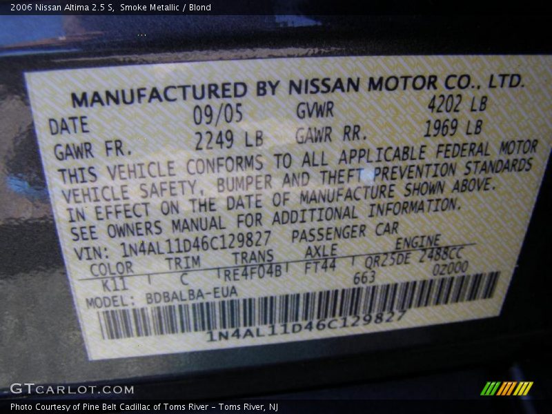 Smoke Metallic / Blond 2006 Nissan Altima 2.5 S