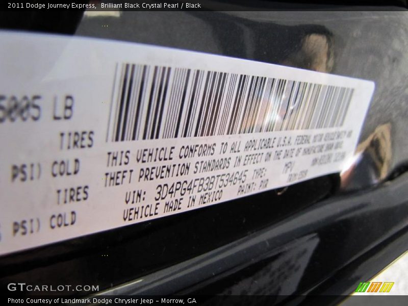 Brilliant Black Crystal Pearl / Black 2011 Dodge Journey Express