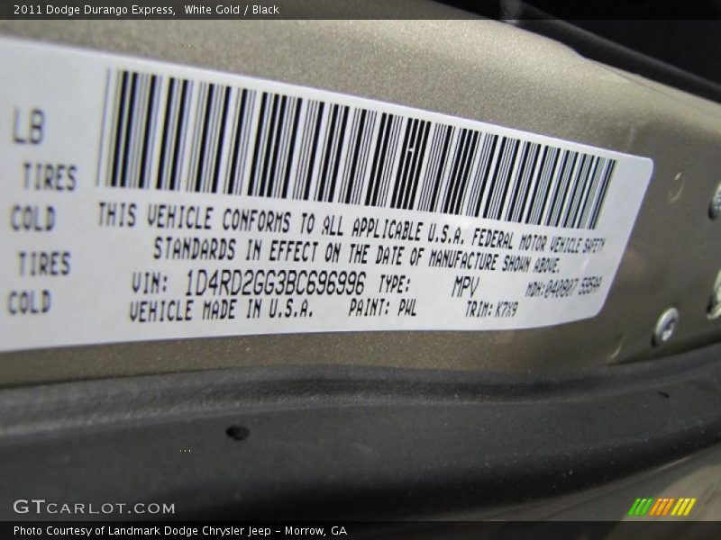 White Gold / Black 2011 Dodge Durango Express