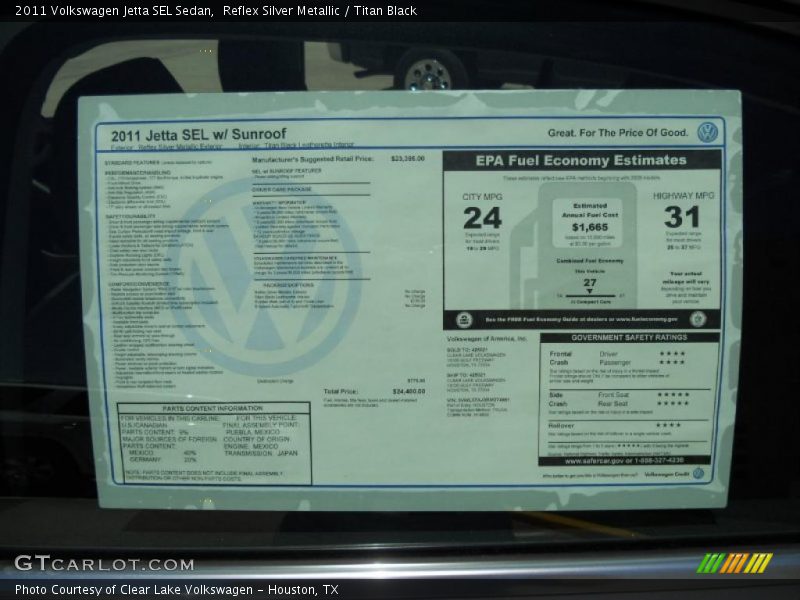 Reflex Silver Metallic / Titan Black 2011 Volkswagen Jetta SEL Sedan