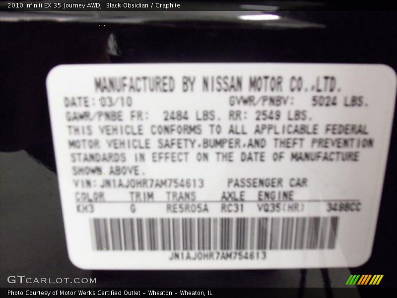Black Obsidian / Graphite 2010 Infiniti EX 35 Journey AWD