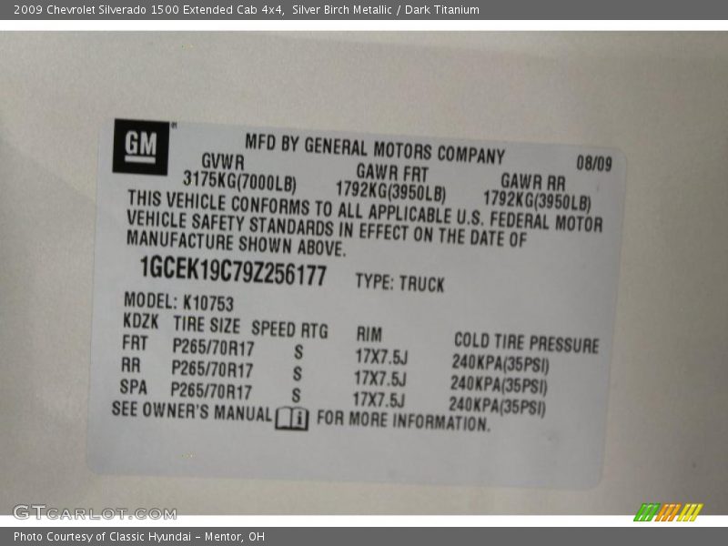 Silver Birch Metallic / Dark Titanium 2009 Chevrolet Silverado 1500 Extended Cab 4x4