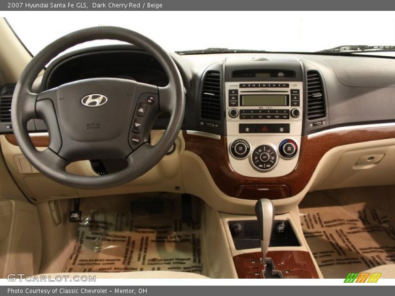 Dark Cherry Red / Beige 2007 Hyundai Santa Fe GLS