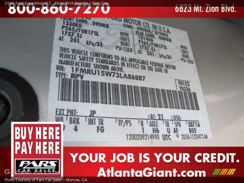 Silver Birch Metallic / Flint Grey 2003 Ford Expedition XLT