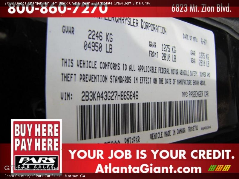 Brilliant Black Crystal Pearl / Dark Slate Gray/Light Slate Gray 2007 Dodge Charger