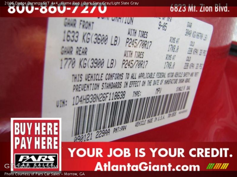 Flame Red / Dark Slate Gray/Light Slate Gray 2006 Dodge Durango SXT 4x4