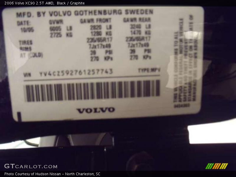 Black / Graphite 2006 Volvo XC90 2.5T AWD