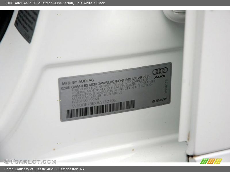 Ibis White / Black 2008 Audi A4 2.0T quattro S-Line Sedan