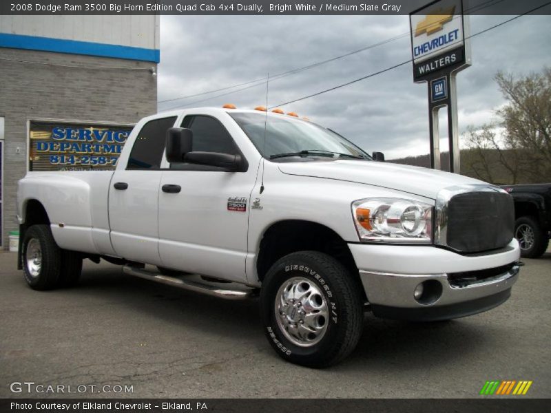 Bright White / Medium Slate Gray 2008 Dodge Ram 3500 Big Horn Edition Quad Cab 4x4 Dually
