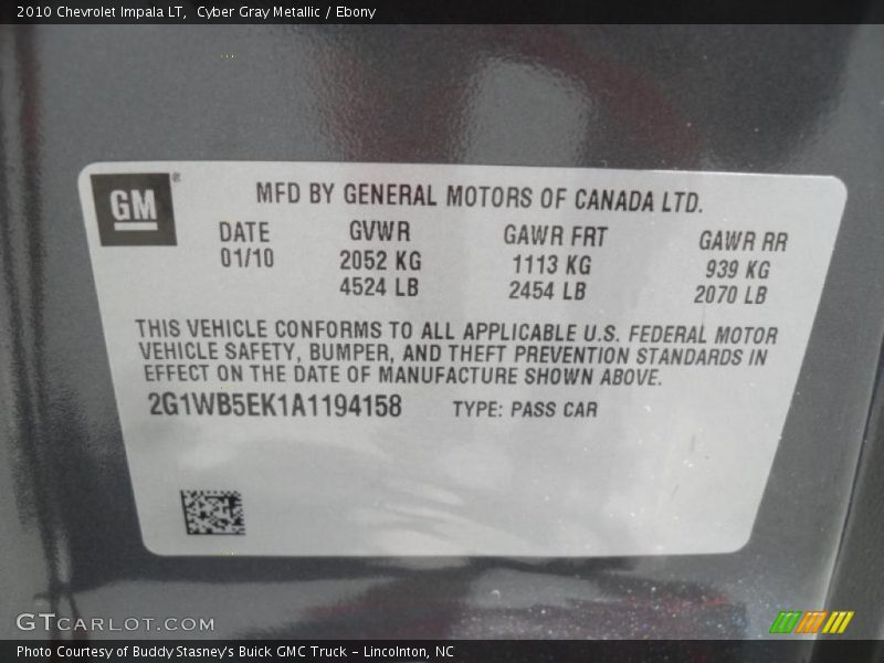Cyber Gray Metallic / Ebony 2010 Chevrolet Impala LT