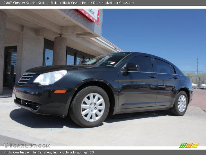 Brilliant Black Crystal Pearl / Dark Khaki/Light Graystone 2007 Chrysler Sebring Sedan