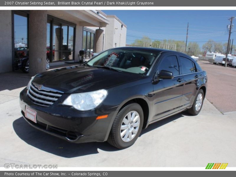 Brilliant Black Crystal Pearl / Dark Khaki/Light Graystone 2007 Chrysler Sebring Sedan