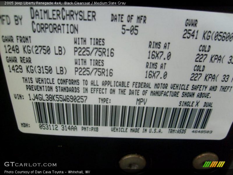 Black Clearcoat / Medium Slate Gray 2005 Jeep Liberty Renegade 4x4