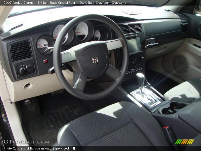 Brilliant Black Crystal Pearl / Dark Slate Gray/Light Graystone 2007 Dodge Charger