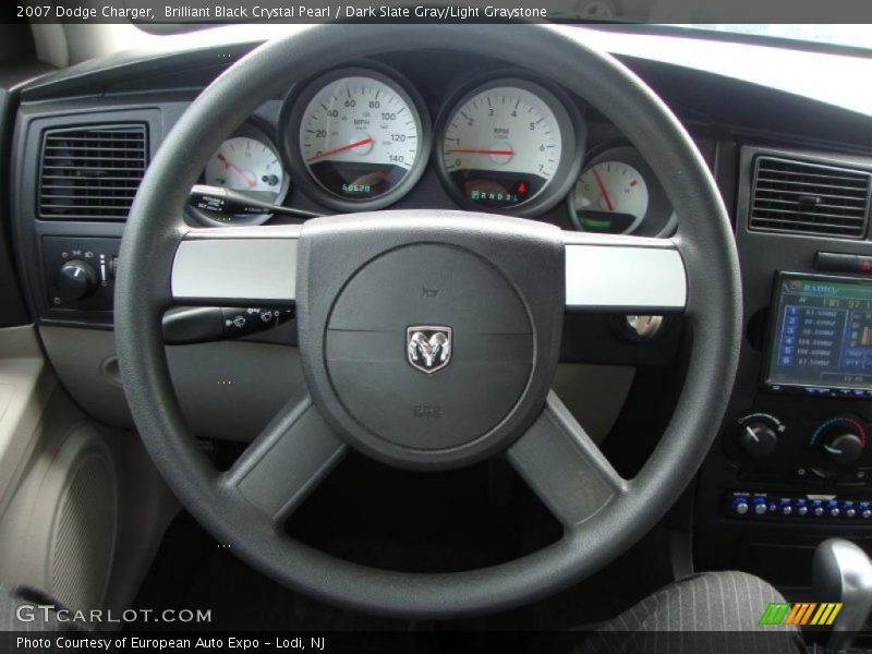 Brilliant Black Crystal Pearl / Dark Slate Gray/Light Graystone 2007 Dodge Charger