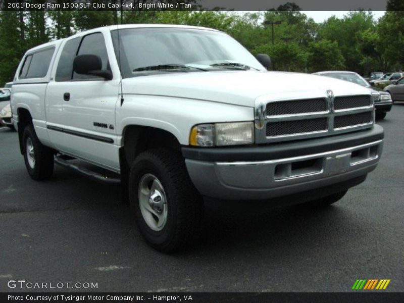 Bright White / Tan 2001 Dodge Ram 1500 SLT Club Cab 4x4