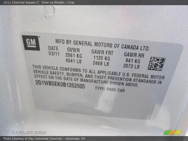 Silver Ice Metallic / Gray 2011 Chevrolet Impala LT